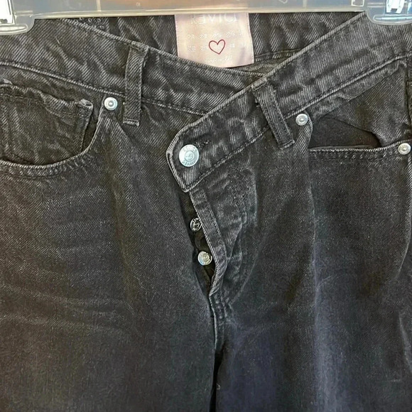 Revice Denim 90s Joey black wash women’s jeans 30 twisted crossover‎ button fly - Picture 3 of 10